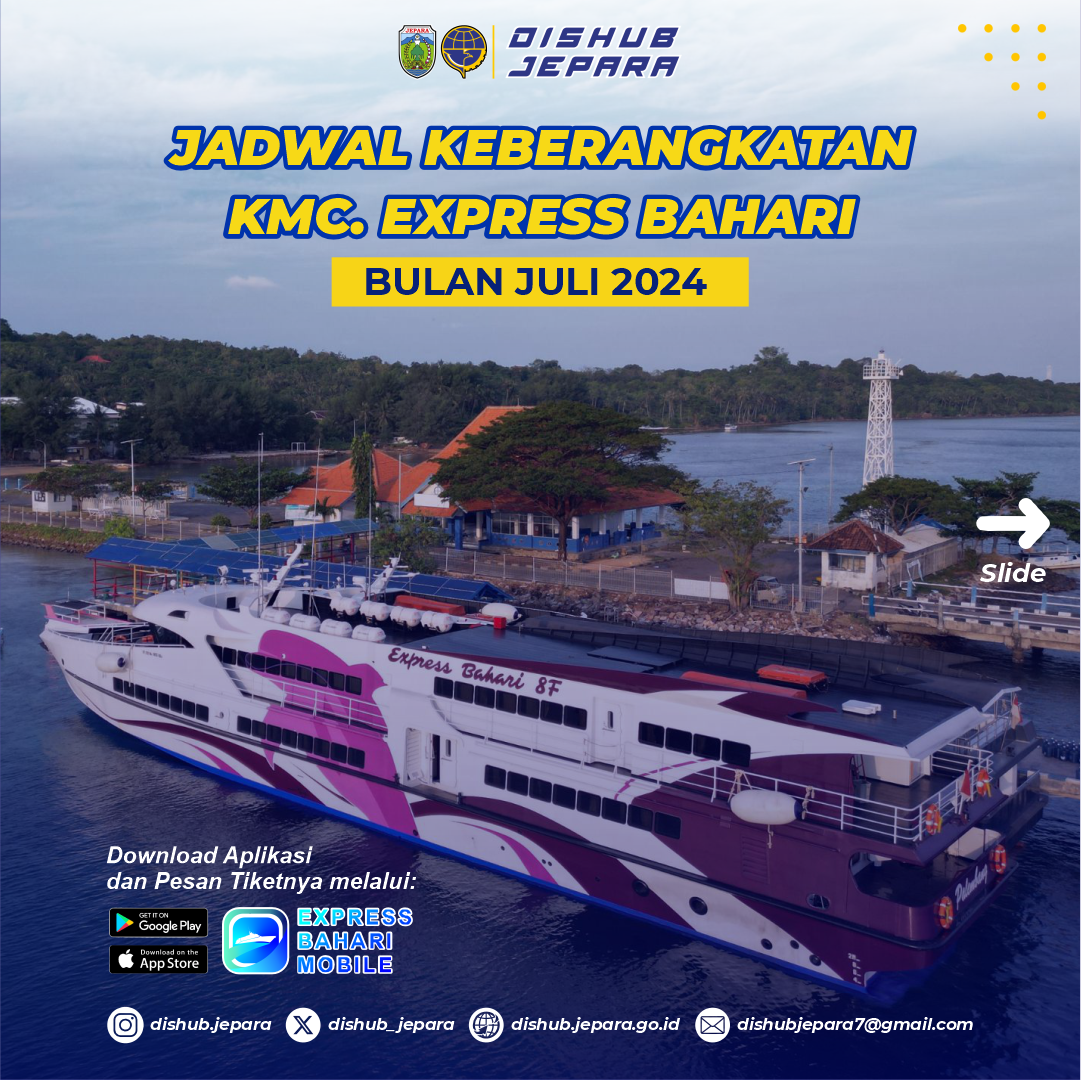 Update Jadwal Reguler KMC. Express Bahari bulan Juli 2024