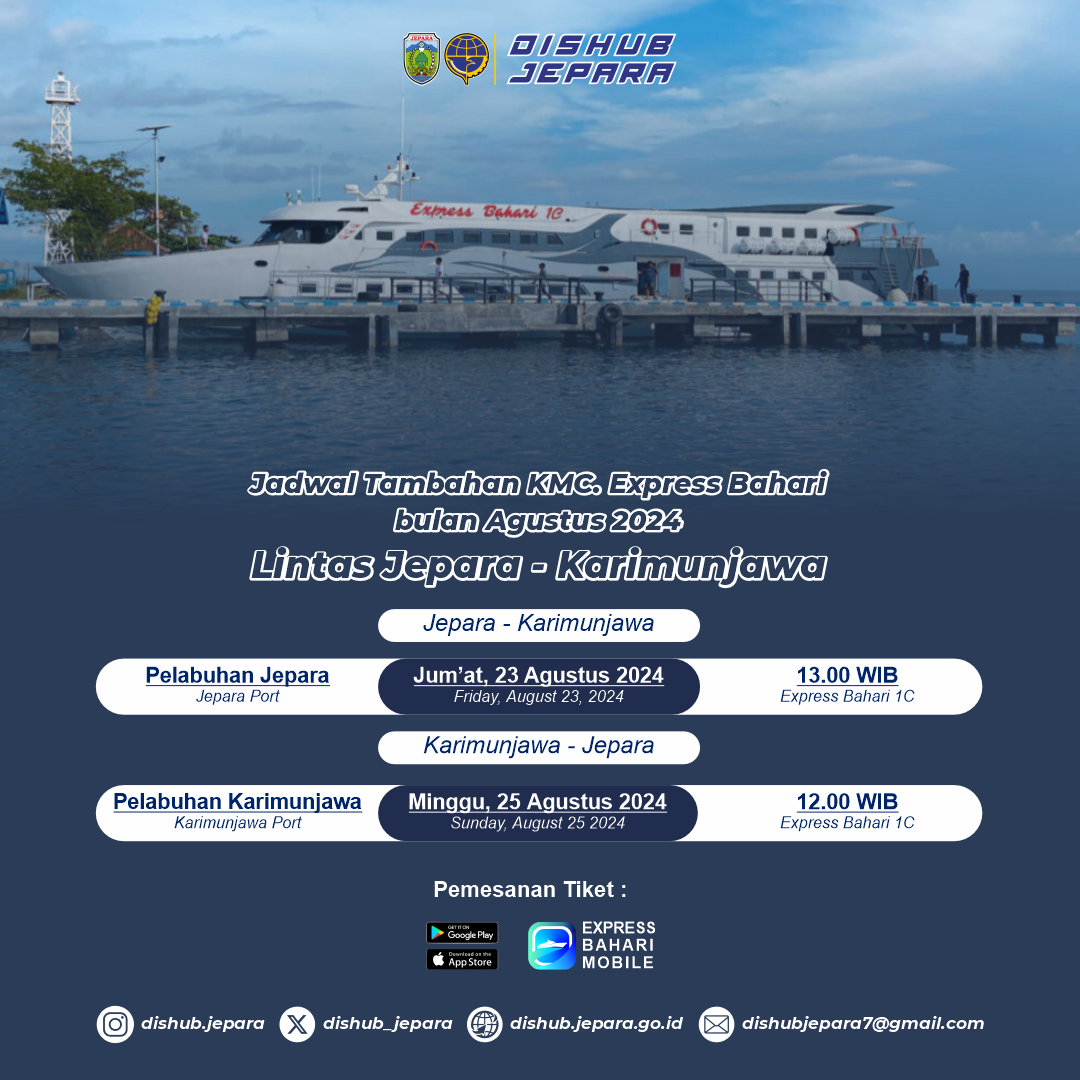 Jadwal Tambahan KMC. Express Bahari bulan Agustus 2024