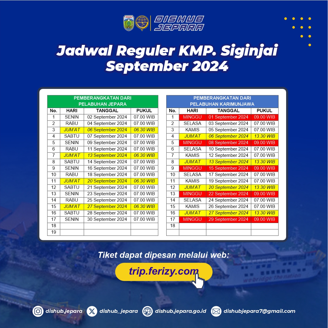 Update Jadwal Keberangkatan KMP. Siginjai Bulan September 2024